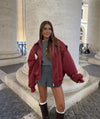 Women's Oversized Quilted Jacket Contrast Stitch Bomber