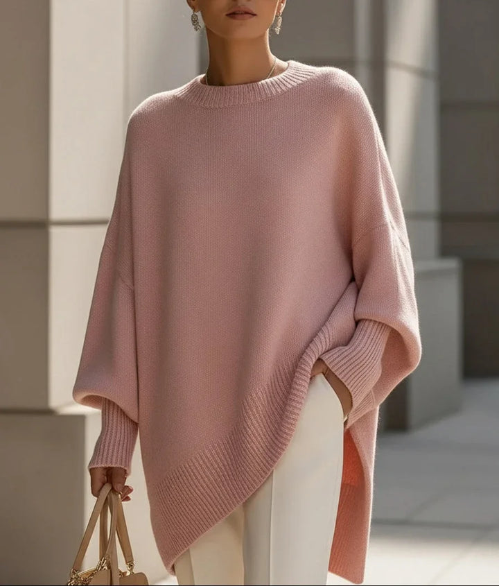 Women's Oversized Ribbed Hem Poncho Jumper