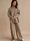 Women's Two-Piece Set – Oversized Turtleneck Wide-Leg Lounge Set
