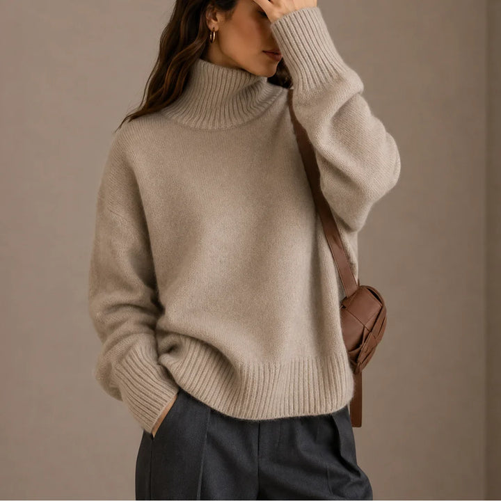 Women's Knitted Oversized Turtleneck Jumper