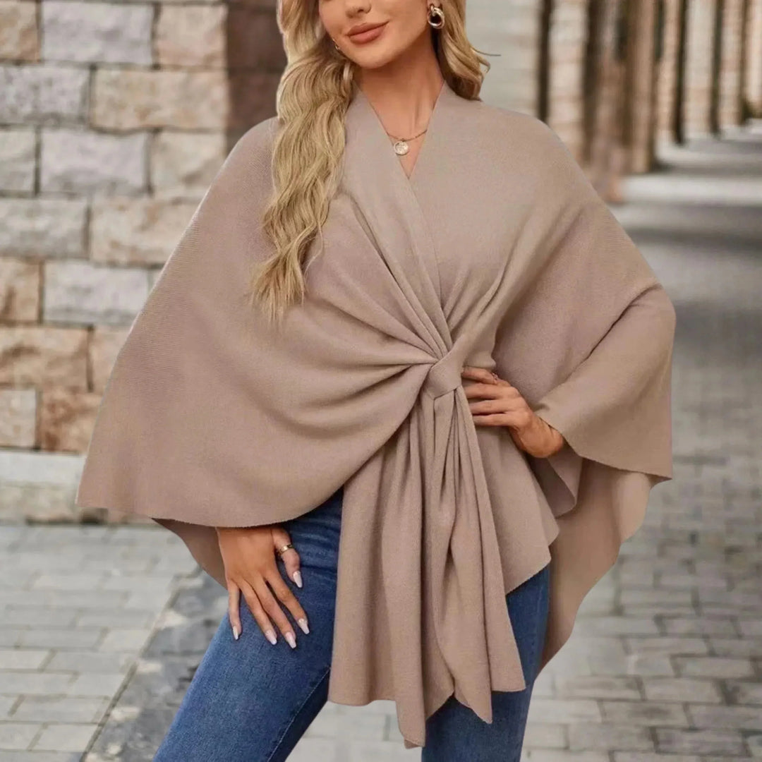 Women's Pink Knit Draped Cardigan – Wrap-Front And Knotted Design