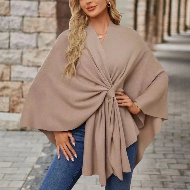 Women's Pink Knit Draped Cardigan – Wrap-Front And Knotted Design