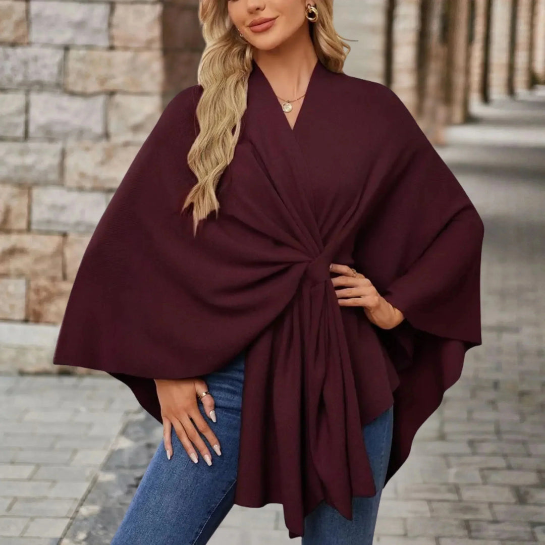 Women's Pink Knit Draped Cardigan – Wrap-Front And Knotted Design