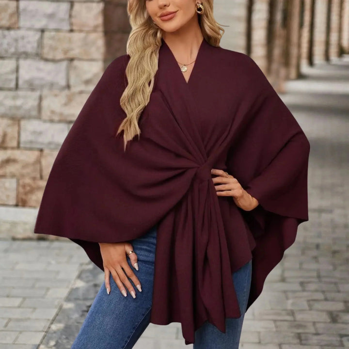 Women's Pink Knit Draped Cardigan – Wrap-Front And Knotted Design