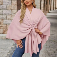 Women's Pink Knit Draped Cardigan – Wrap-Front And Knotted Design