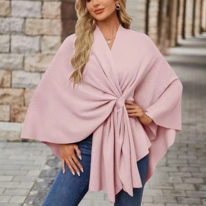Women's Pink Knit Draped Cardigan – Wrap-Front And Knotted Design