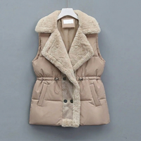 Women's Puffer Gilet – Padded Plush Collar & Cinched Waist