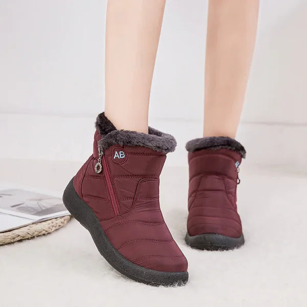 Women's Quilted Fur-Lined Winter Ankle Boots – Soft Sole And Zipper