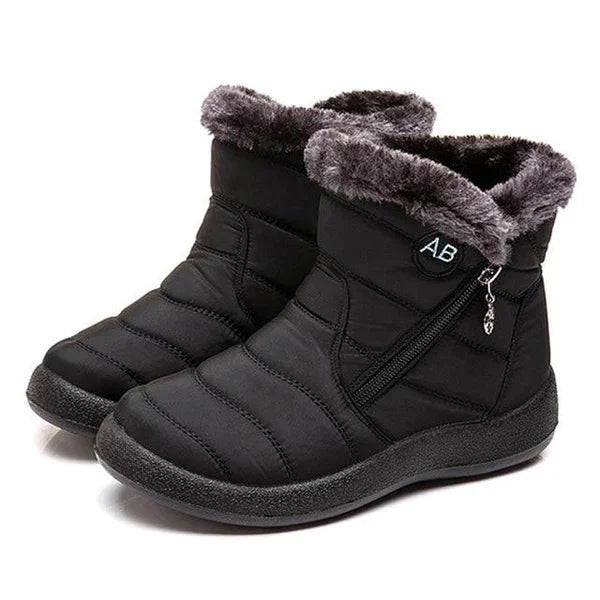 Women's Quilted Fur-Lined Winter Ankle Boots – Soft Sole And Zipper
