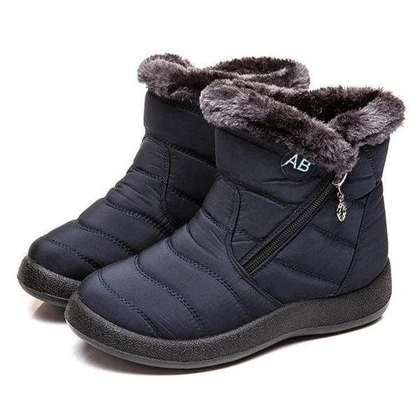 Women's Quilted Fur-Lined Winter Ankle Boots – Soft Sole And Zipper