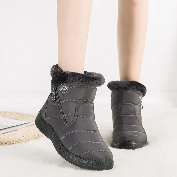 Women's Quilted Fur-Lined Winter Ankle Boots – Soft Sole And Zipper