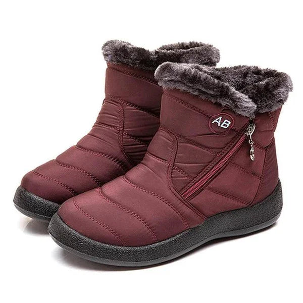 Women's Quilted Fur-Lined Winter Ankle Boots – Soft Sole And Zipper