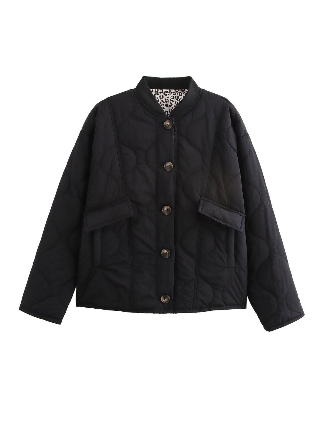 Women's Jacket – Oversized Quilted Leopard Lining