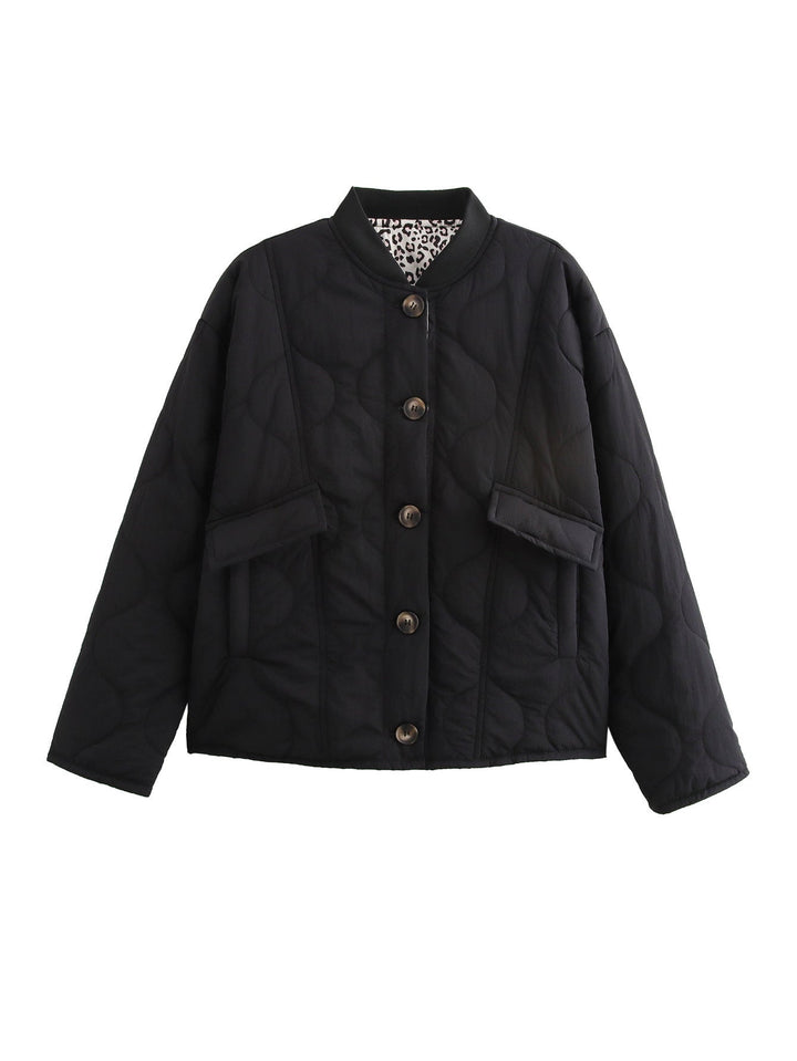 Women's Jacket – Oversized Quilted Leopard Lining