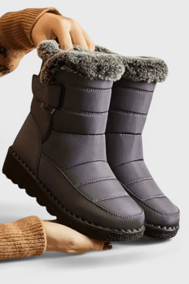Women's Quilted Winter Boots – Fur-Lined Collar And Slip-Resistant Sole