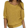 Women's Relaxed Fit Knitted Jumper, 3/4 Sleeve Scoop Neck