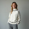 Women's Relaxed-Fit Knit Sweater – Turtleneck And Contrasting Raglan Sleeves