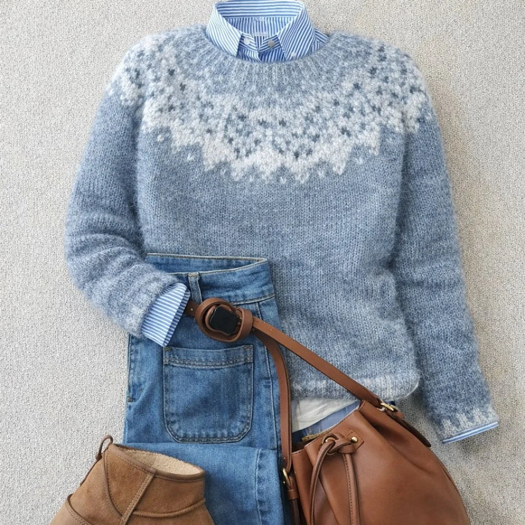Women's Relaxed-Fit Nordic Fair Isle Knit Crewneck Sweater