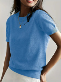 Women's Relaxed-Fit Short-Sleeve Knit Sweater Top