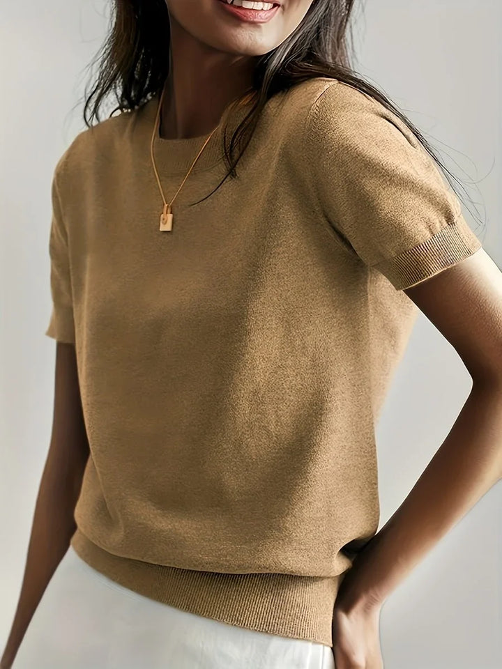 Women's Relaxed-Fit Short-Sleeve Knit Sweater Top