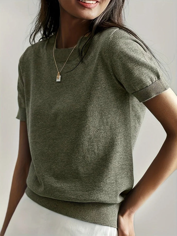 Women's Relaxed-Fit Short-Sleeve Knit Sweater Top