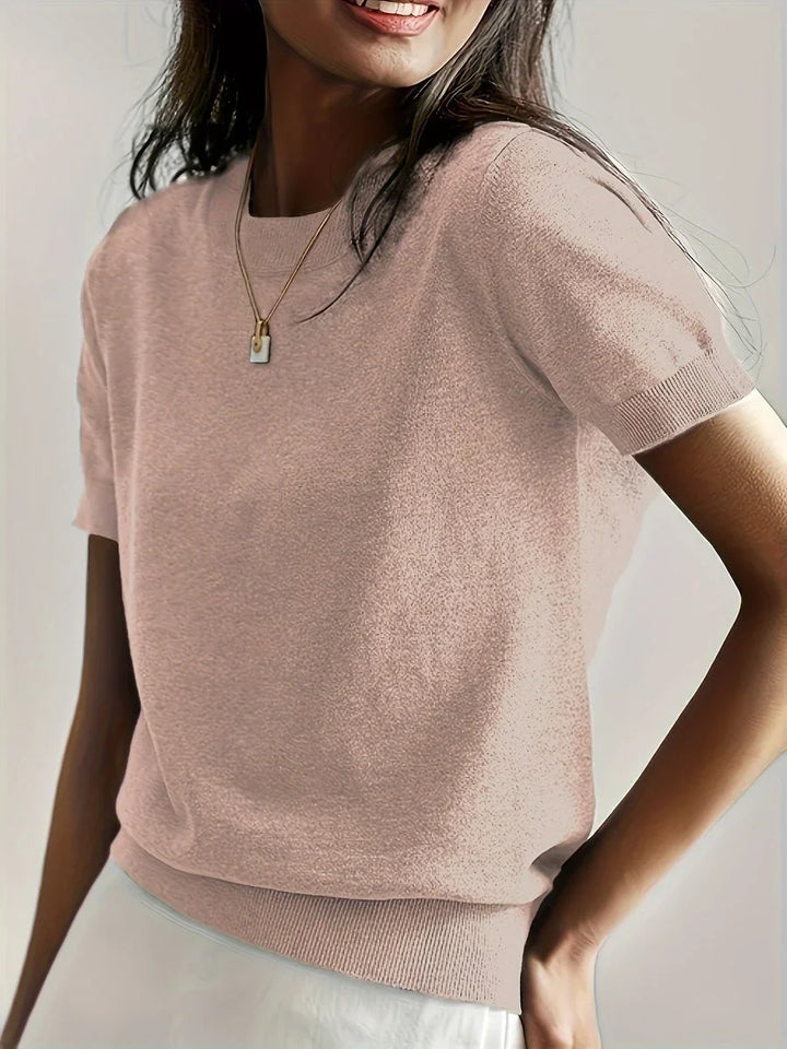 Women's Relaxed-Fit Short-Sleeve Knit Sweater Top