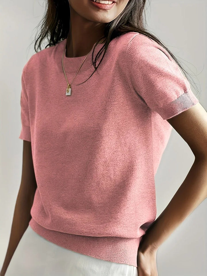 Women's Relaxed-Fit Short-Sleeve Knit Sweater Top