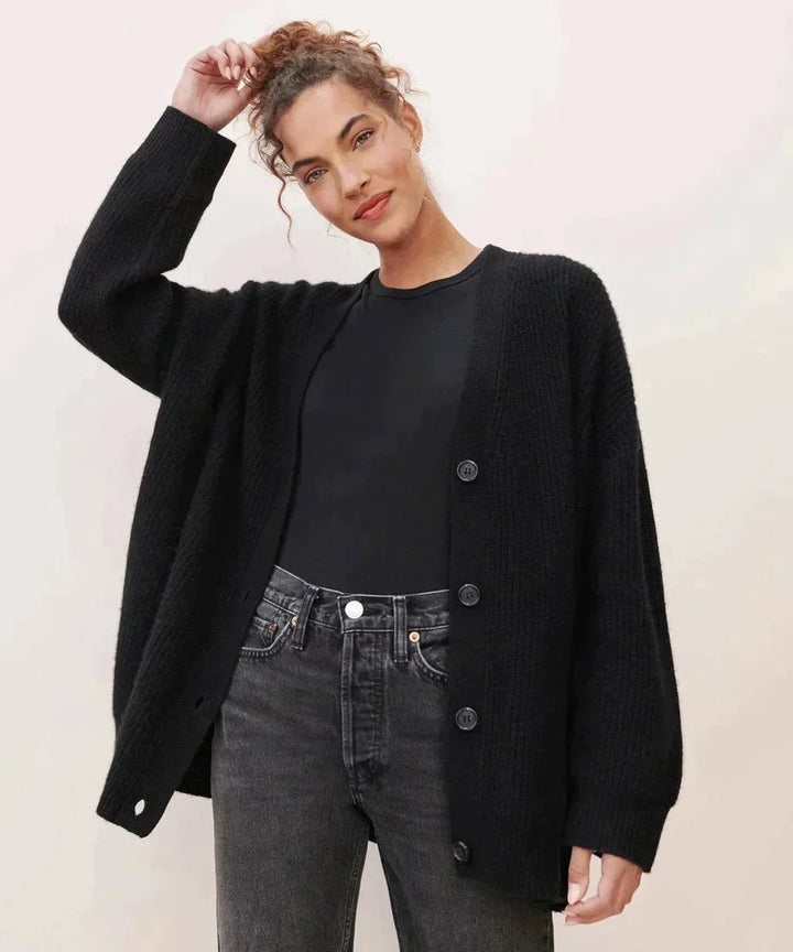 Women's Relaxed-Fit V-Neck Cashmere Button-Front Cardigan