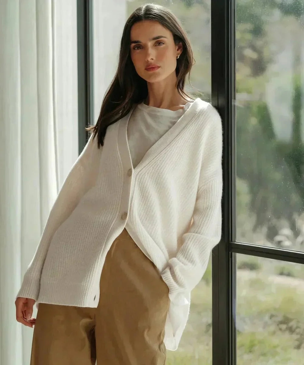 Women's Relaxed-Fit V-Neck Cashmere Button-Front Cardigan