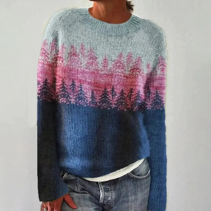 Women's Retro Striped Relaxed-Fit Knit Sweater