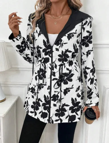 Women's Reversible Hooded Leopard Print Jacket – Drawstring Waist