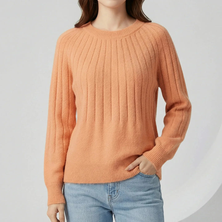 Women's Ribbed Crew Neck Knitted Jumper