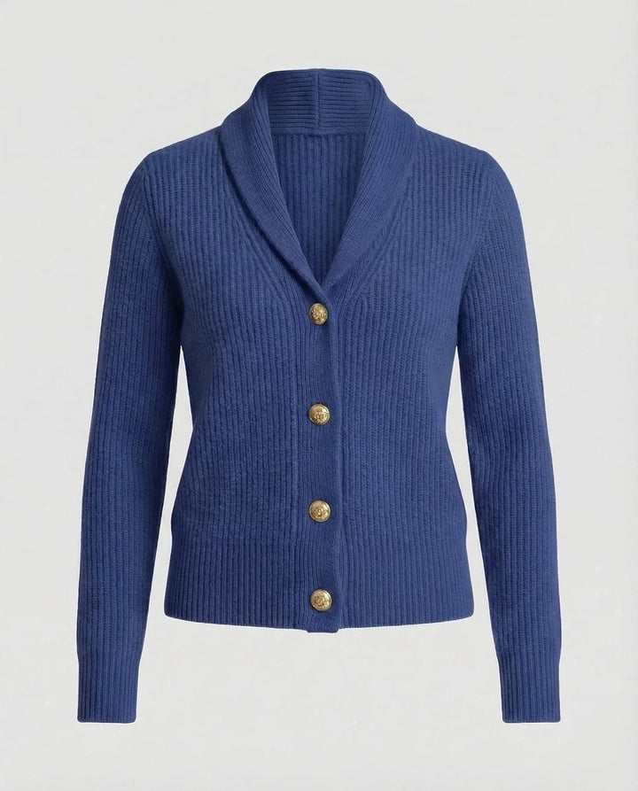 Women's Ribbed Knit Button-Front Lapel Collar Cardigan
