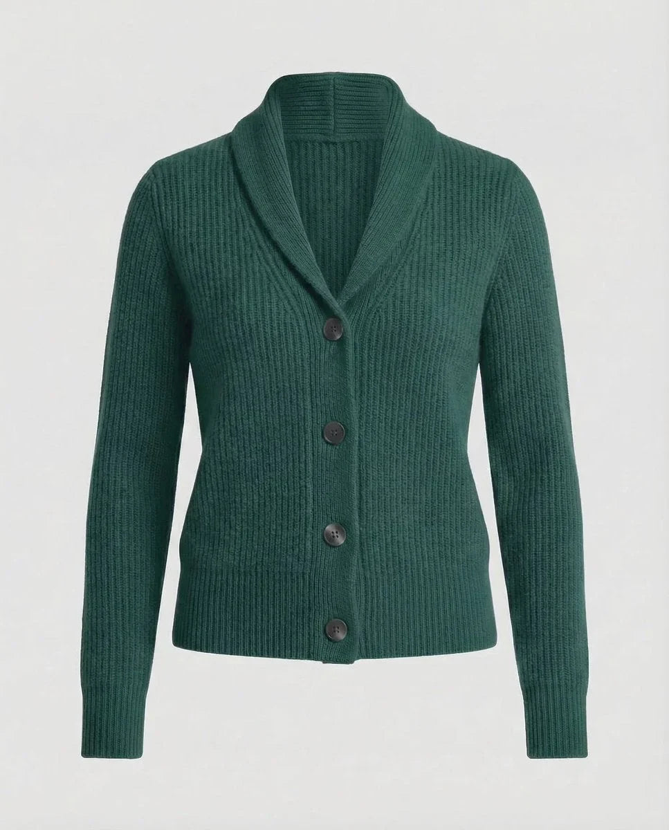 Women's Ribbed Knit Button-Front Lapel Collar Cardigan