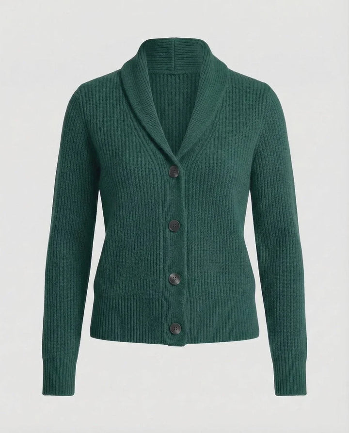 Women's Ribbed Knit Button-Front Lapel Collar Cardigan