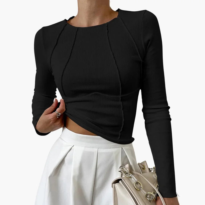 Women's Ribbed Knit Long Sleeve Cropped Top – Sculpted Seams