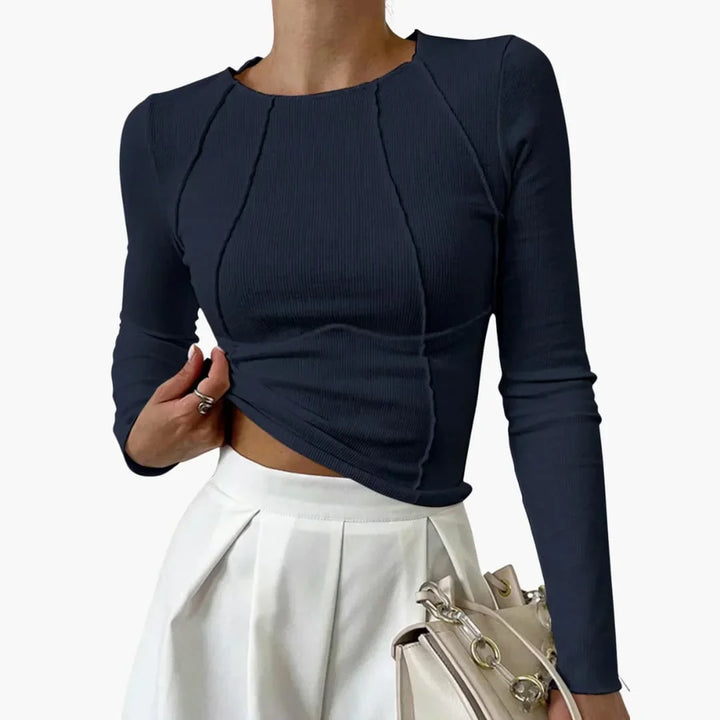 Women's Ribbed Knit Long Sleeve Cropped Top – Sculpted Seams