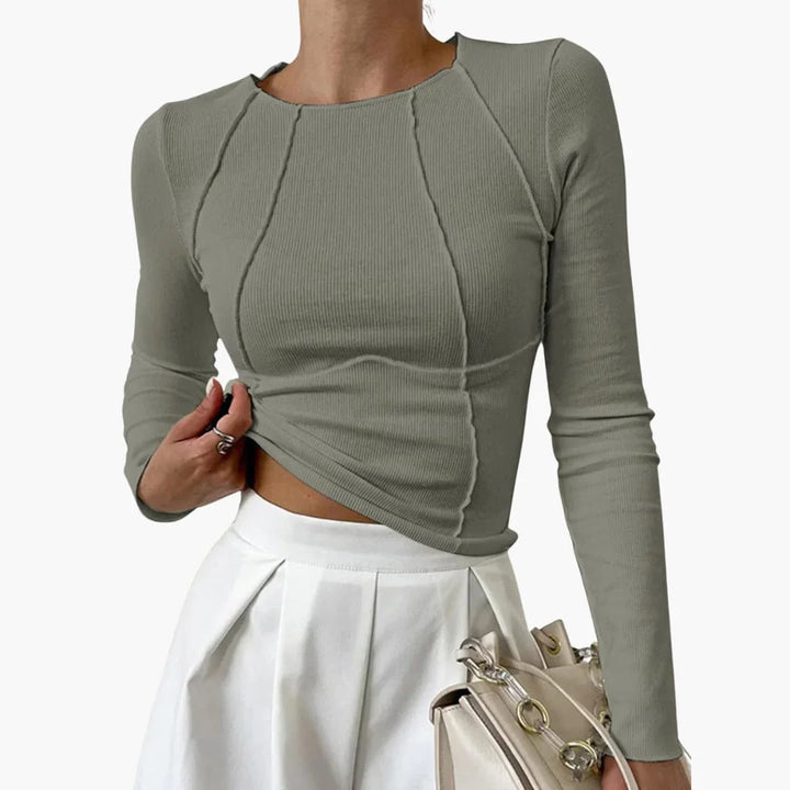 Women's Ribbed Knit Long Sleeve Cropped Top – Sculpted Seams