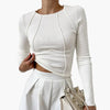 Women's Ribbed Knit Long Sleeve Cropped Top – Sculpted Seams