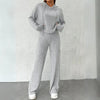 Women's Ribbed Knit Lounge Set – Hooded Cropped Top And Wide-Leg Trousers