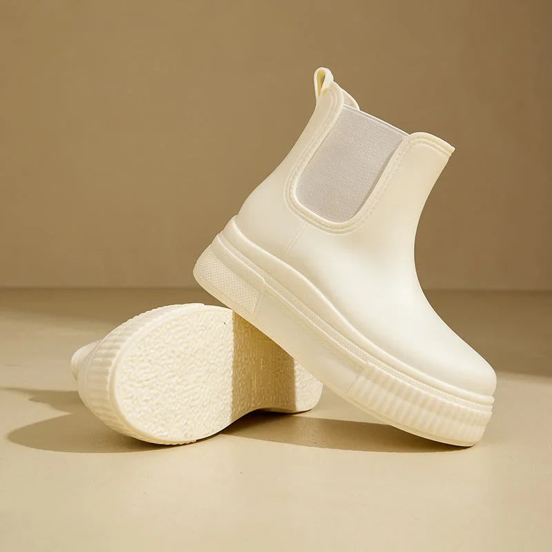 Women's Rubber Chelsea Rain Boots – Chunky Platform Sole