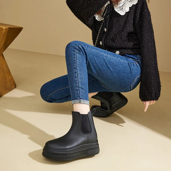 Women's Rubber Chelsea Rain Boots – Chunky Platform Sole