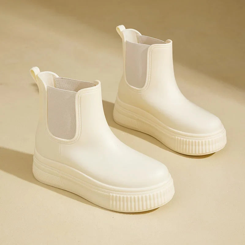 Women's Rubber Chelsea Rain Boots – Chunky Platform Sole
