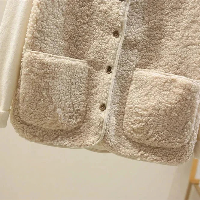 Women's Sherpa Button-Up Vest Gilet – V-Neck