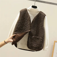 Women's Sherpa Fleece Button-Front Puffer Vest