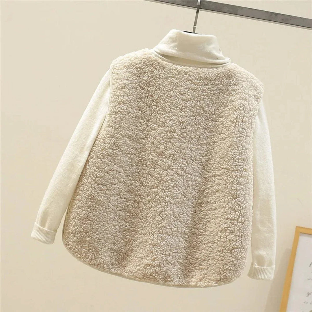 Women's Sherpa Fleece Button-Front Puffer Vest