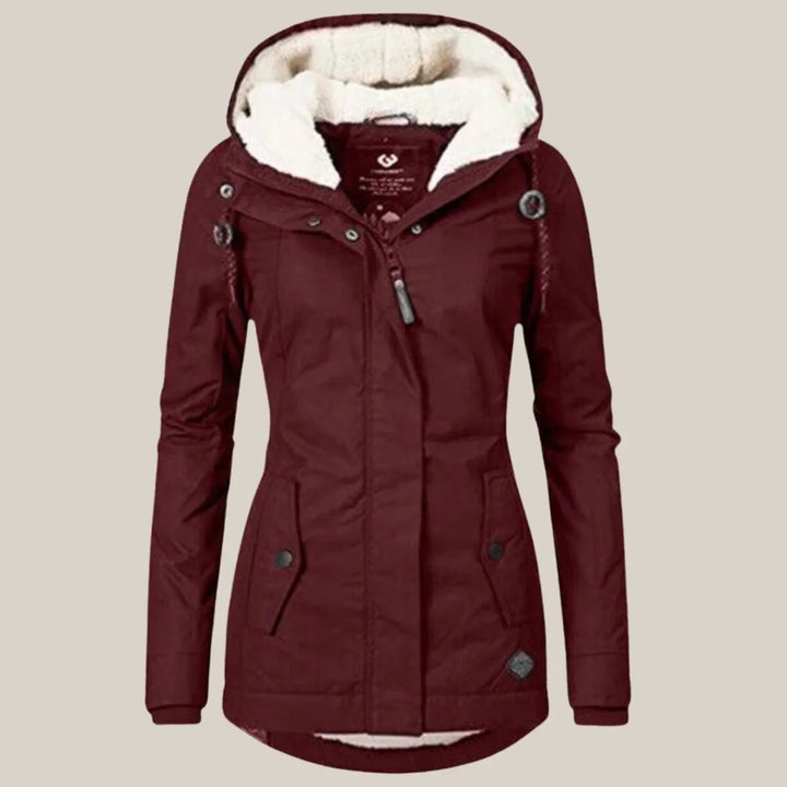 Women's Sherpa-Lined Hooded Quilted Jacket Fleece Winter Coat