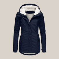 Women's Sherpa-Lined Hooded Quilted Jacket Fleece Winter Coat