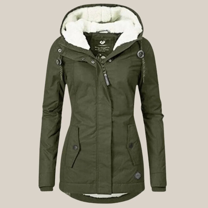 Women's Sherpa-Lined Hooded Quilted Jacket Fleece Winter Coat
