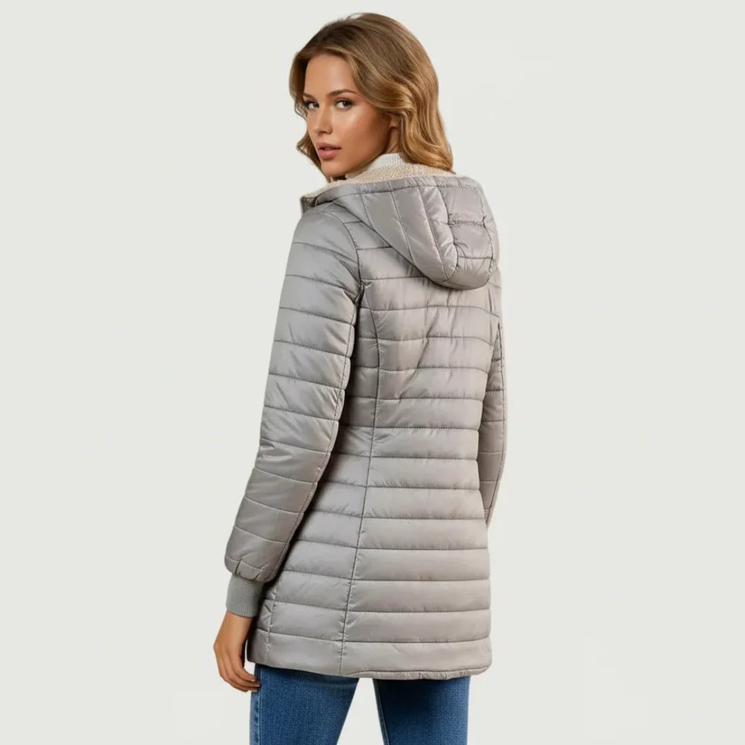 Women's Sherpa-Lined Puffer Jacket – Hood And Ribbed Cuffs